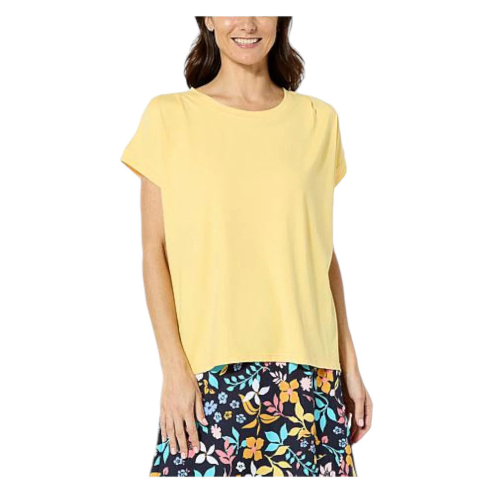 Comfort Code Women's Stretch Jersey Extended Sleeve Lounge Tee Yellow - Regular